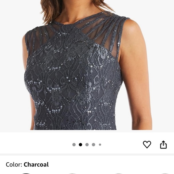 R&M Richards Gray Short Sleeve Wedding Dress - Picture 5 of 10